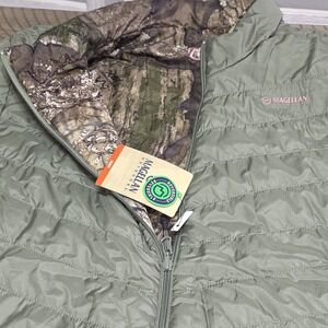 Magellan Outdoors Women's XXL Reversible Puffer Jacket Realtree APX Camo Green